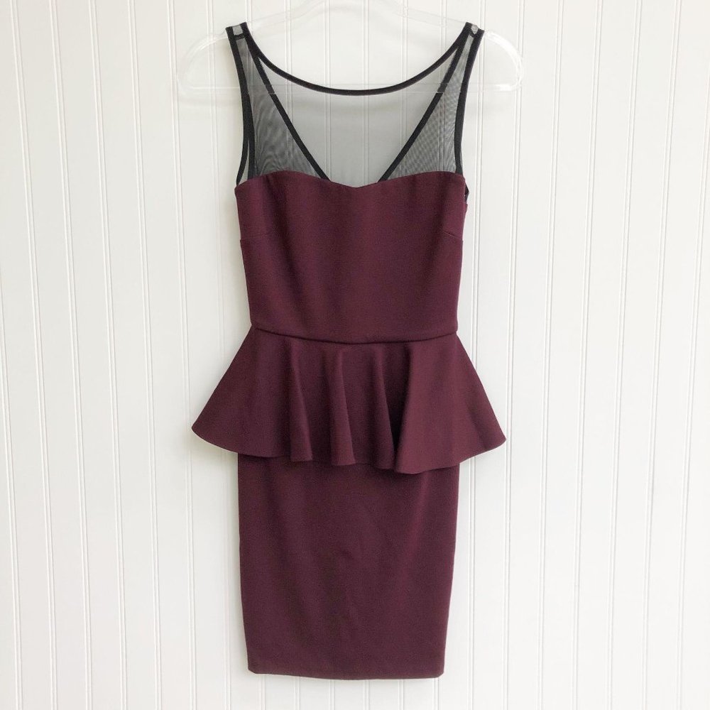 Bloomingdales Aqua Peplum Mini Dress with Mesh